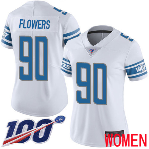 Detroit Lions Limited White Women Trey Flowers Road Jersey NFL Football #90 100th Season Vapor Untouchable